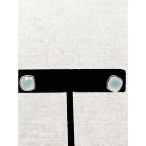 24kt Gold Vermeil Stud Earrings with Faceted Blue Topaz